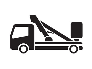 Cherry Picker Truck Icon — Aerial Work Platform Silhouette.