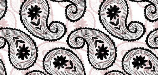Fototapeta premium hand draw paisley pattern. Seamless tribal pattern design