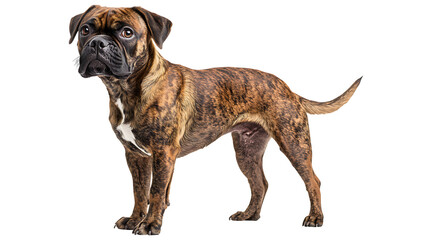 Obraz premium Elderly Brindle Mongrel Dog Isolated on Transparent Background, png