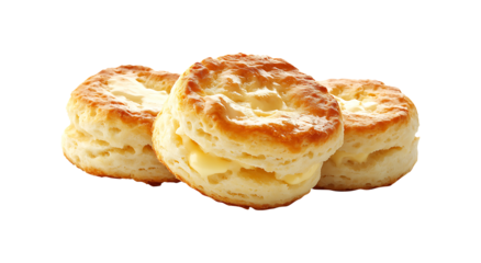 Stack of Flaky Biscuits isolated on transparent background, png, cutout