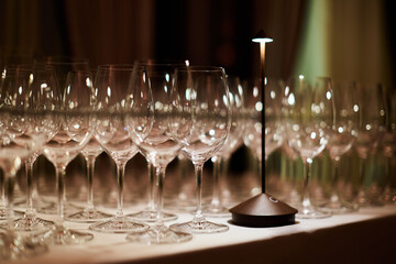 Close-Up of Empty Wine Glasses