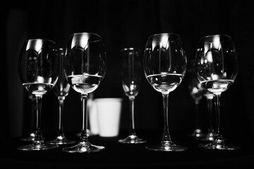Close-Up of Empty Wine Glasses