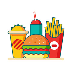 Fast Food Combo illustration vector style with white background