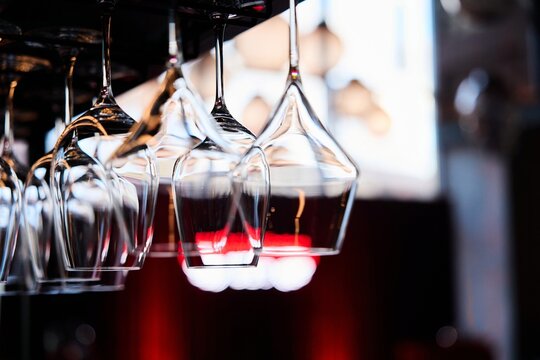Close-Up of Empty Wine Glasses - Powered by Adobe