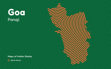 Spiral Vector Map of Goa with Capital Panaji – India's Coastal Tourism State