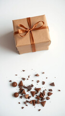 Chocolate Delight Gift Wrapped Brown Box Ribbon Bow Deconstructed Chocolate Treats Sweet Surrender Delicious Gift Ideas