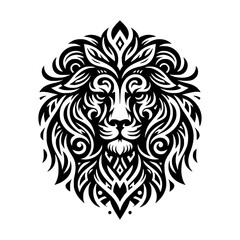 Fototapeta premium Ornate Lion Head Tattoo Design: Tribal Art Illustration