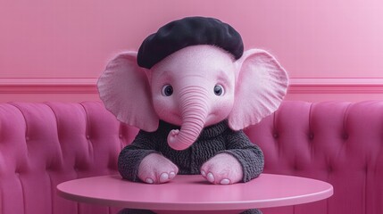 Adorable baby elephant enjoying a cozy moment. AI.