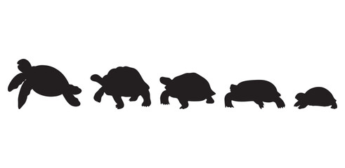 Set of turtle silhouette vector. silhouettes of animals vector