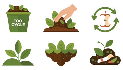A vibrant vector set of isolated houseplant elements including gardening tools, leaves, and flowers in pots, perfect for illustrating growth and the spring garden environment