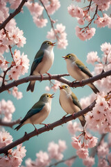 Obraz premium Red Robin (Erithacus rubecula) birds close up in the spring garden