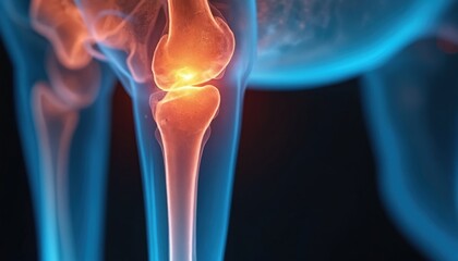 Veterinary x-ray dog knee joint. Bone structure, joint health analysis. Orthopedics, veterinary medicine, skeletal system. Medical imaging for diagnosis, treatment.