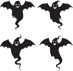 Ghost with Bat Wings icon vector illustration