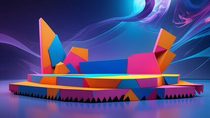 Colorful Abstract Stage Design Vibrant Geometric Shapes