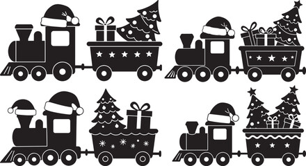 Toy Train with Christmas Gifts icon vector illustration
