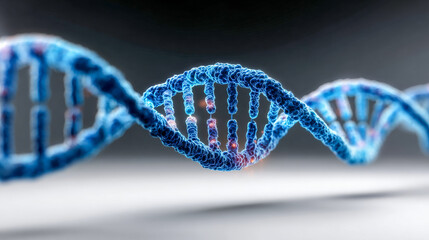 Molecular structure of DNA in vibrant blue with dark background  