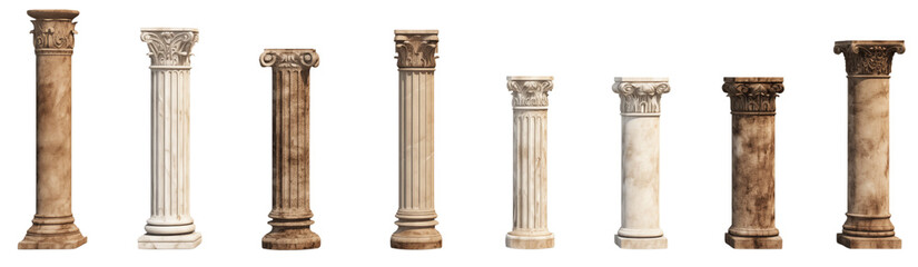 Collection of Architectural Columns: Design Inspiration on transparent background png