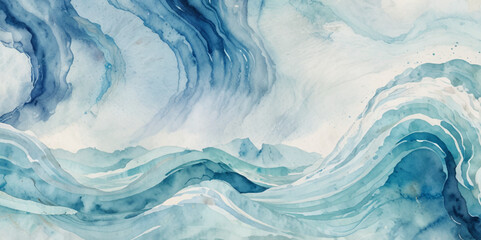 Obraz premium Top and aerial view of wave ocean sea background. Blue and white wavy sea water background.