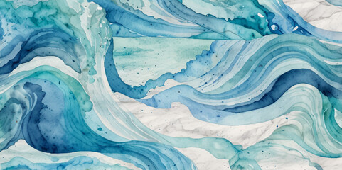 Abstract art teal soft blue sea water ocean wavy background. Water  ocean wave white and soft blue aqua, teal texture