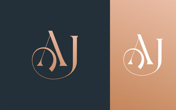 Initial letter AJ JA logo design vector illustration for couple, wedding, and business