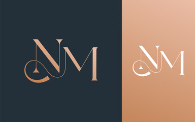 Initial letter NM MN logo design vector illustration for couple, wedding, and business