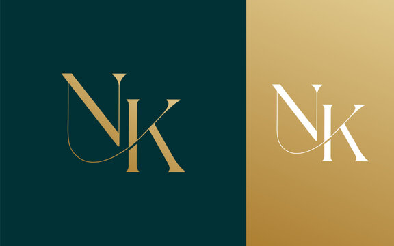Initial letter NK KN logo design vector illustration for couple, wedding, and business