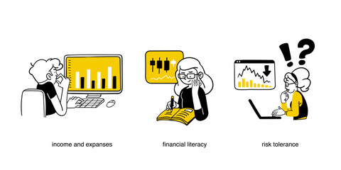 Finance and investment related vector illustrations.