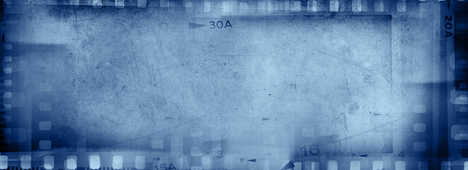 Film negatives blue background