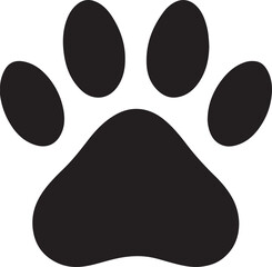 Monochrome Silhouette of an Animal Paw Print Featuring Four Toes and a Footpad, Perfect for Pet Related Designs