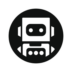 Minimal robot face icon in black circle