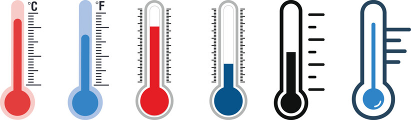 Various Thermometer Readings Showing Different Temperatures