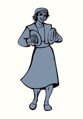 The ancient Jewish man are having fun. Vector drawing