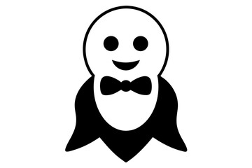 Obraz premium Adorable Smiling Baby Ghost with Bowtie - Cute Spooky Character on White Background