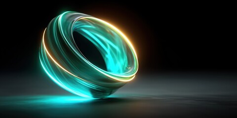 Blue and Green Glowing Neon Ring on Dark Background