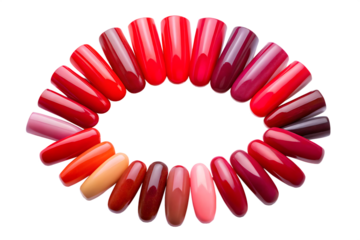color palette set of red artificial nail isolated on white background PNG ,AI GENERATED