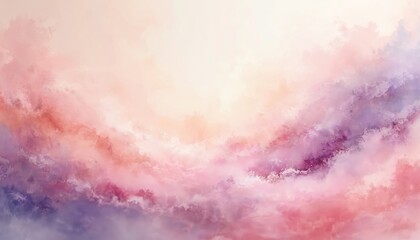 Obraz premium Abstract background illustration with pastel pink, purple, cream hues. Dreamy, ethereal atmosphere. Gentle, smooth, fluid gradient with soft aesthetic, light, modern style. Watercolor art for