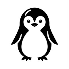 Fototapeta premium Penguin Silhouette—Black Vector Birds on White Background