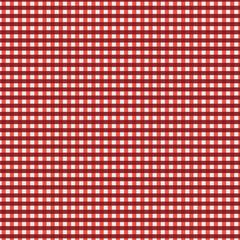 Red and white checkered gingham fabric tablecloth texture for a vintage picnic blanket design