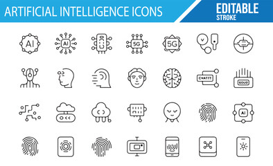 Vector Icons for AI, Machine Learning, and 5G Networks