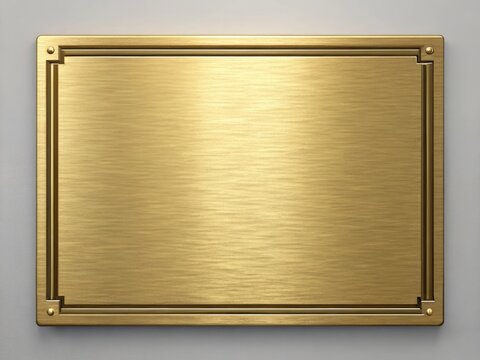 Elegant gold brushed metal plaque blank template