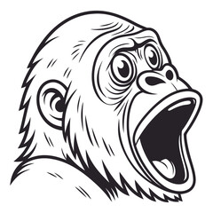 Fototapeta premium A Gorilla Expressing Fear and Concern in a Line Drawing