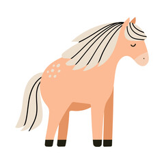 Horse, flat style, in delicate colors. suitable for cards, patterns, banners, stickers. Vector
