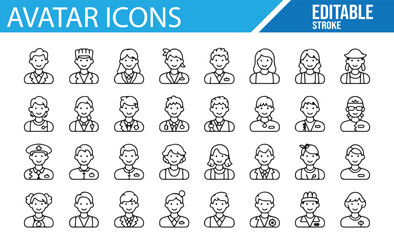 Clean Line Avatar Icons Representing Different Occupations