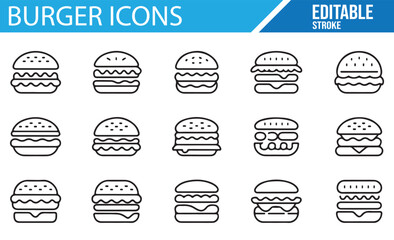 Fast Food Icons: Minimalist Burger Set for Graphic Projects