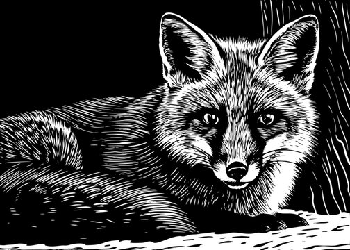 狐の鉛筆画 狐の鉛筆画