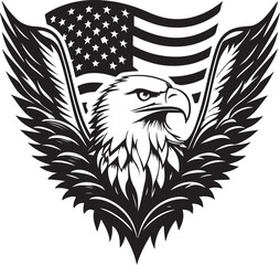 Majestic Eagle with Flag Elements Vector Art