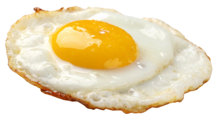 Fried egg with sunny side up yolk isolated on transparent background