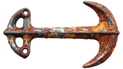 Old Maritime Anchor with Rust Isolated on transparent background, PNG