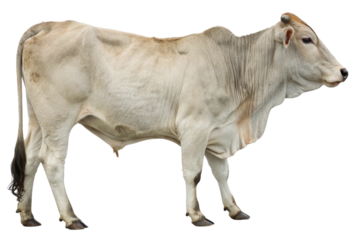 Light grey cow isolated on transparent background