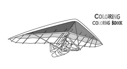 Hang gliding coloring page for kids printable free easy simple hang glider coloring sheet on transparent background